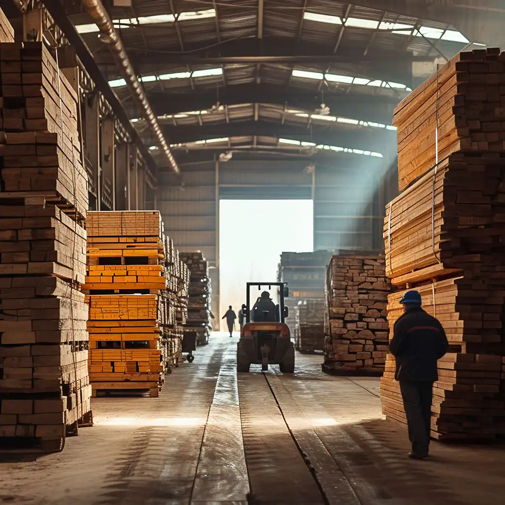 Stacked wood inventory representing future vision